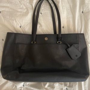 Tory Burch Robinson Black Saffiano Leather Tote